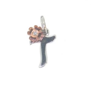 T Initial Pendant W/Diamond Sterling Silver   **CLEARANCE-FINAL SALE**