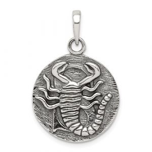 Scorpio Zodiac Round Antiqued Sterling Silver/20MM