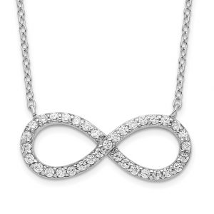 Infinity Cubic Zirconia 16-18" Adjustable Necklace  Sterling Silver/17MM