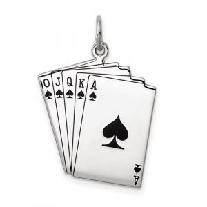 Full House  Playing Cards Sterling Silver/20MM    *CLEARANCE-FINAL SALE*