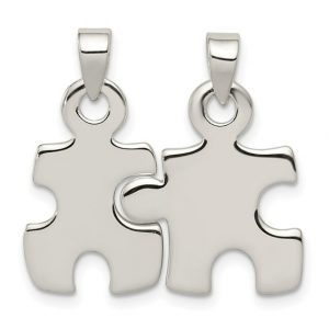 2 Pce Interlocking Puzzle Pendant Sterling Silver