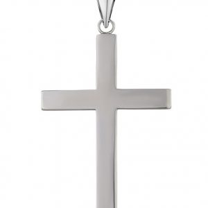 High Polish Flat Cross Pendant Sterling Silver/48MM