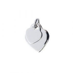 Engravable Double Heart Pendant Sterling Silver/10-15MM  *ENGRAVABLE