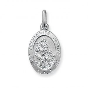 St. Christopher Oval Medallion Pendant Sterling Silver/15MM