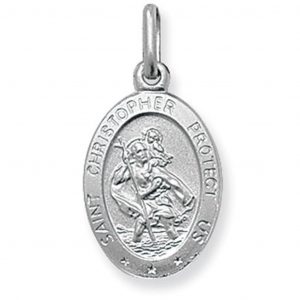 St. Christopher Oval Medallion Pendant Sterling Silver/22MM