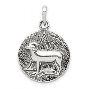 Aries Zodiac Round Antiqued Sterling Silver/20MM