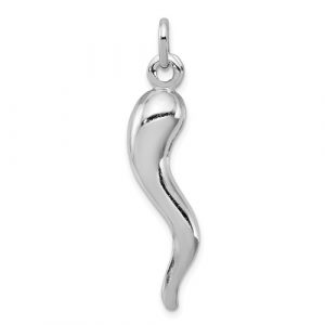 X-Large High Polish Good Luck Horn Sterling Silver Pendant/54MM