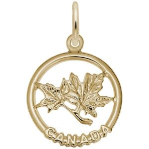 Maple Leaf Canada Pendant Gold Plated Sterling Silver/18MM *CLEARANCE-FINAL SALE*