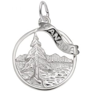 Canada Forest Scene Pendant Sterling Silver/20MM