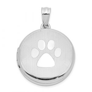Round Paw Print Locket Sterling Silver Pendant/20MM