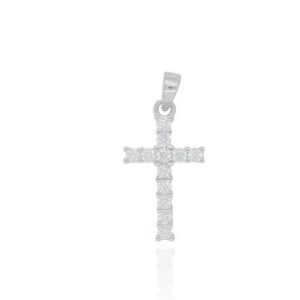 Cubic Zirconia Cross Pendant Sterling Silver/19MM