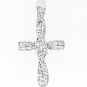 Fancy Cross Cubic Zirconia Pendant Sterling Silver/38MM
