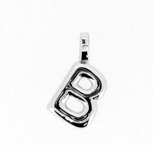 B Initial Bubble Style Pendant Sterling Silver/17MM
