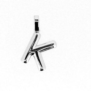 K Initial Bubble Style Pendant Sterling Silver/17MM