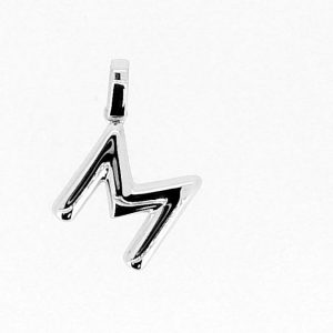 M Initial Bubble Style Pendant Sterling Silver/17MM