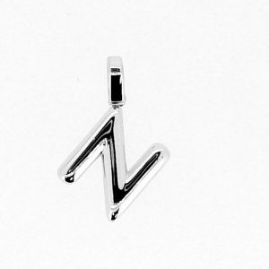N Initial Bubble Style Pendant Sterling Silver/17MM