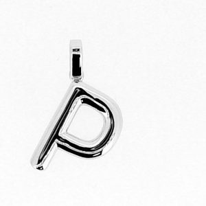P Initial Bubble Style Pendant Sterling Silver/17MM