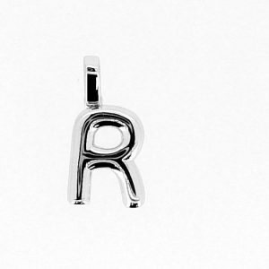 R Initial Bubble Style Pendant Sterling Silver/17MM