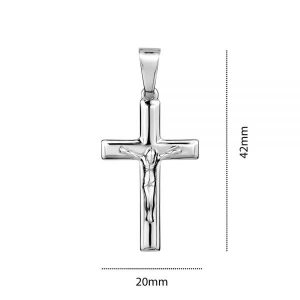Flat High Polish Crucifix Pendant Sterling Silver/35MM