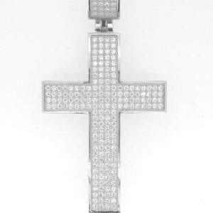 Cross with Cubic Zirconia Micro Pave Pendant Sterling Silver/45MM
