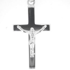 High Polish Flat Crucifix Pendant Sterling Silver/38MM