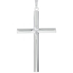 4MM Plain Tube Cross Pendant Sterling Silver/50MM