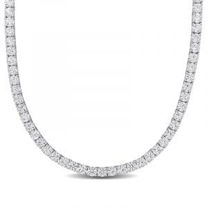 24" 3MM Cubic Zirconia Tennis Necklace Sterling Silver