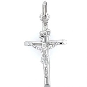 Tube Crucifix Flat Back Pendant Sterling Silver/30MM