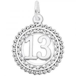 Number 13 Framed Pendant Sterling Silver/18MM