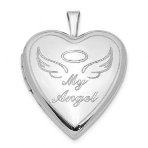 Heart  My Angel  Locket Sterling Silver Pendant/22MM