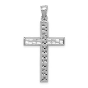 Square D.Cut Tube Cross Pendant Sterling Silver/30MM