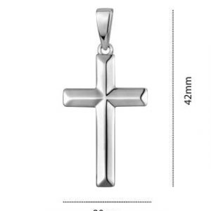 Beveled Edge Cross Pendant Sterling Silver