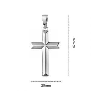 Beveled Edge Cross Pendant Sterling Silver