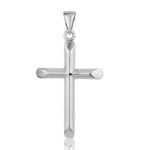 4MM Solid Tube Cross Pendant Sterling Silver/43MM