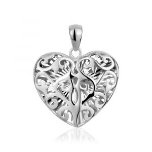 Filigree Heart Pendant Sterling Silver/17MM