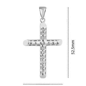 5MM Basketweave Tube Cross Pendant Sterling Silver/40MM
