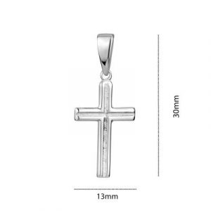 3MM Fluted Cross Pendant Sterling Silver/20MM