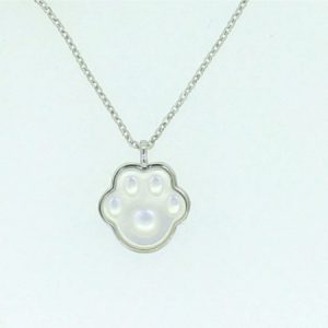 Paw Print Necklace with Adjustable 16-18" Chain Sterling Silver/15MM