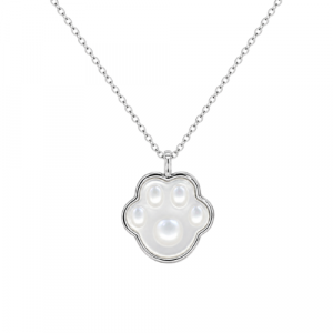 Paw Print Necklace with Adjustable 16-18" Chain Sterling Silver/15MM