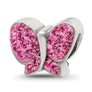 Pink Crystal Butterfly Bead Reflection Bead Sterling Silver