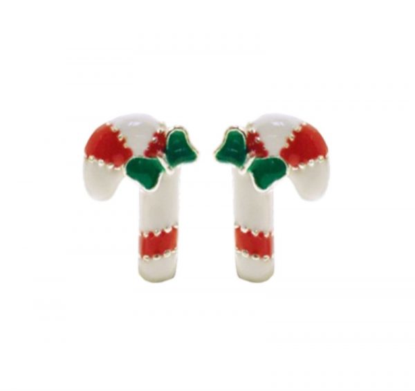 Enamel Candy Cane Stud Earrings Sterling Silver **Final Sale**