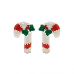 Enamel Candy Cane Stud Earrings Sterling Silver **Final Sale**