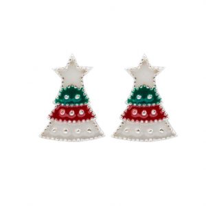 Enamel Christmas Tree Stud Earrings Sterling Silver **Final Sale**