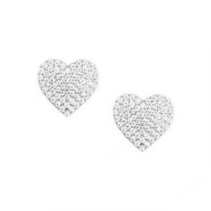 Cubic Zirconia Pave Heart Stud Earrings Sterling Silver/10MM     *CLEARANCE-FINAL SALE*