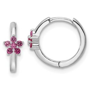 Red Cubic Zirconia Huggie Hoop Earrings  Sterling Silver/12MM   *CLEARANCE-FINAL SALE*