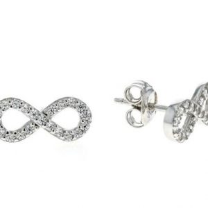 Infinity Cubic Zirconia Stud Earrings Sterling Silver/14MM   **Final Sale**