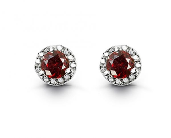 Simulated Birthstone & Cubic Zirconia Halo Stud Earrings Sterling Silver/JAN  *FINAL SALE*
