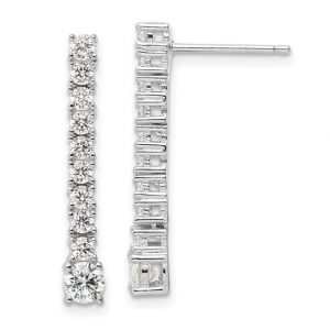 Cubic Zirconia Line Dangle Sterling Silver Earrings  *FINAL SALE*