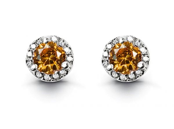 Simulated Birthstone & Cubic Zirconia Halo Stud Earrings Sterling Silver/NOV   *FINAL SALE*
