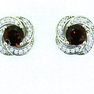 5MM Sim. Birthstone & Cubic Zirconia Swirl Stud Earrings Sterling Silver   *FINAL SALE*